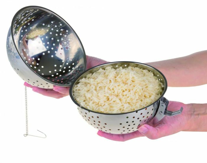 כדור נירוסטה 14 ס"מ לבישול אורז/ירקות/דגנים IDEALE
