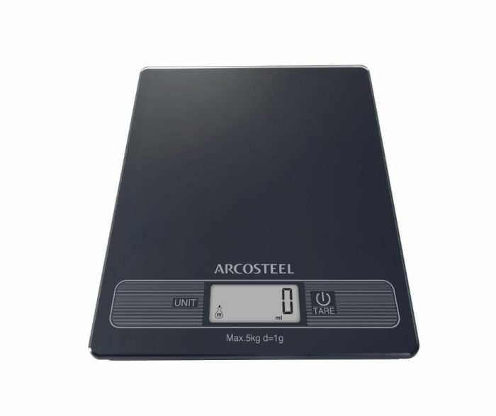 משקל מטבח דיגיטלי עד 5 ק"ג של ARCOSTEEL (שחור)