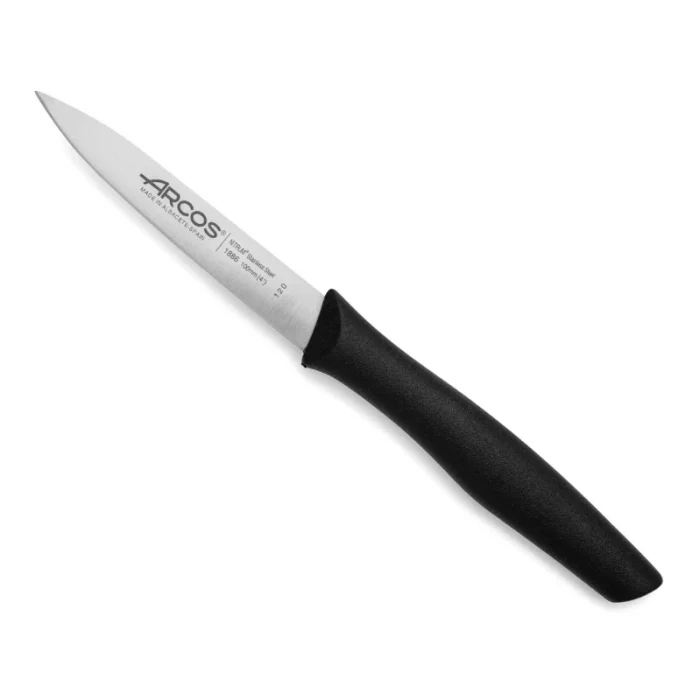 סכין ירקות ארקוס 10 ס"מ להב חלק קצה שפיץ ידית שחורה Nova