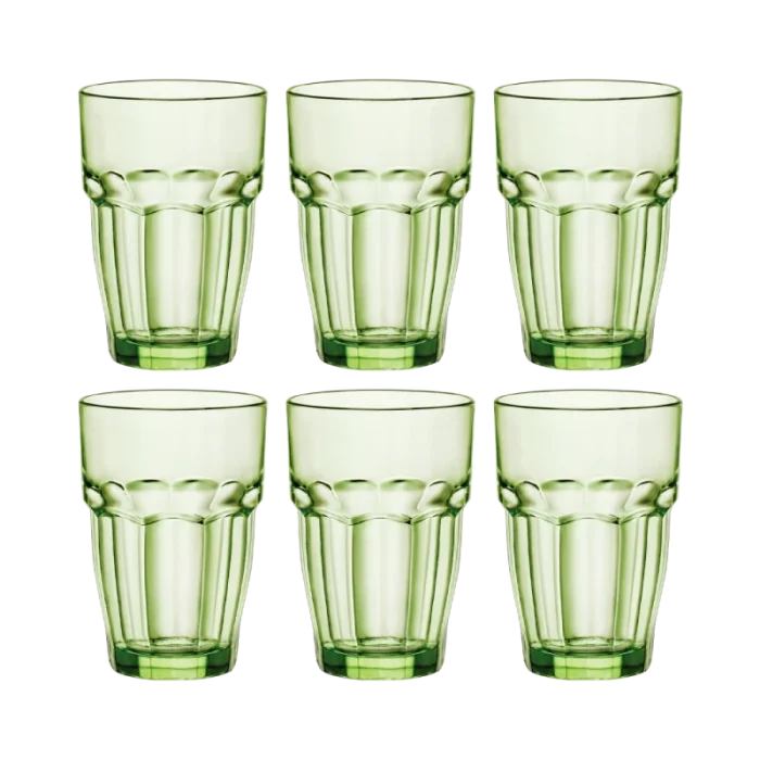 סט כוסות זכוכית ירוקות 370 מ״ל - 6 יחידות ROCK BAR